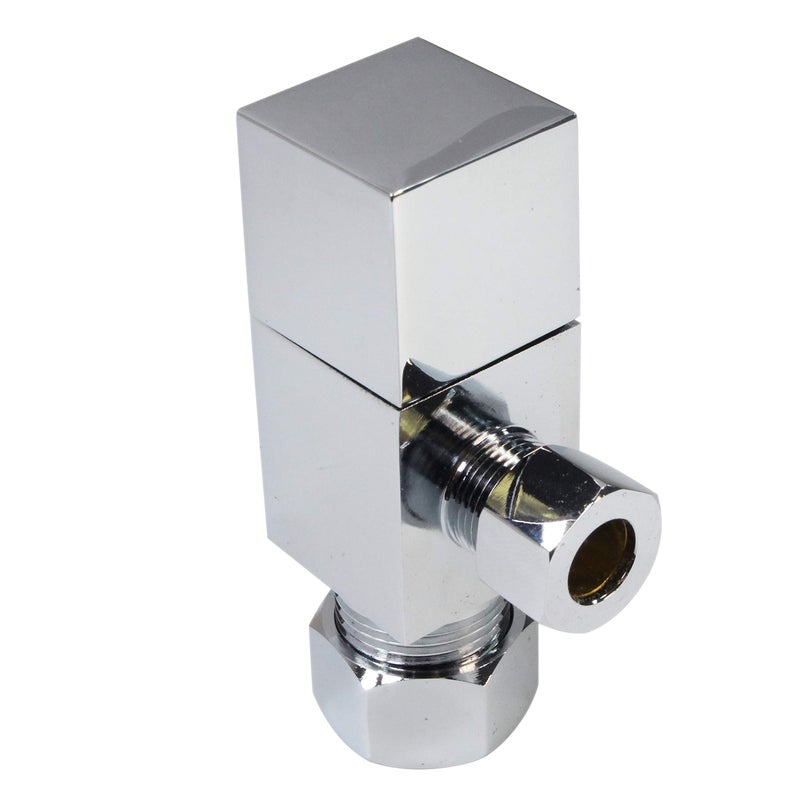 Westbrass D105QS-26 Square Handle 1/4-Turn Angle Stop 1/2" Copper x 3/8" Compression, Polished Chrome - Image 4